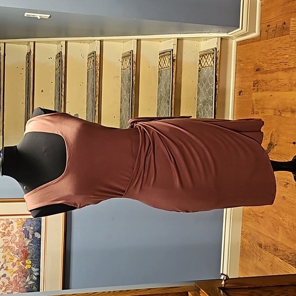 24/7 rose knee length wrap dress